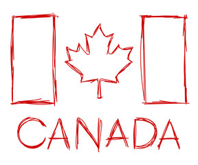 A Canadian flag and wordmark illustrated in a sketchy vector format.