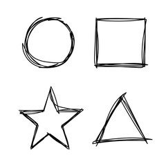 A collection of four simple shapes sketched out in vector format.