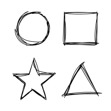A collection of four simple shapes sketched out in vector format.