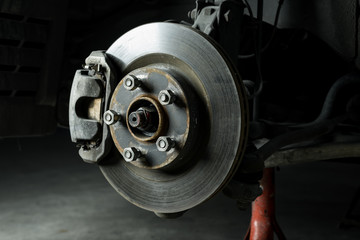 Car maintenance series: Closeup of car disc brake