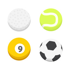 Vector cartoon colorful ball set. sport balls icons isolated