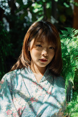 Lifestyle series: Asian woman in yukata, casual summer kimono