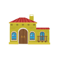 Obraz premium Mexican house facade cartoon vector Illustration