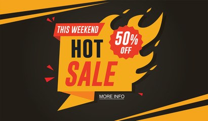 Hot Sale Banner Template Design. 50% Off