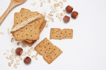 Fitness Diet cookies Isolated on White Background. Top View. Copy Space. Healthy Food concept.