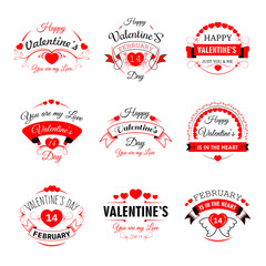 Happy Valentine Day vector heart valentines icons for greeting card design template
