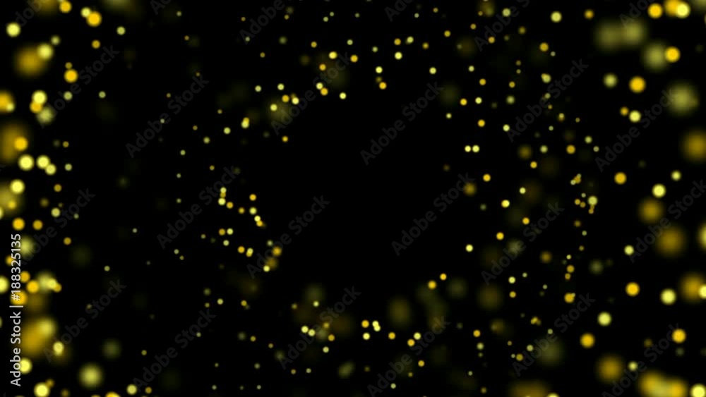 Wall mural abstract background with yellow shining bokeh sparkles. smooth animation looped. with a central plac