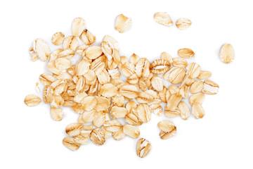 oat flakes isolated on white background. Top view