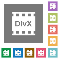 DivX movie format square flat icons