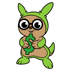 Cartoon Monster Holding Dollar Sign Illustration