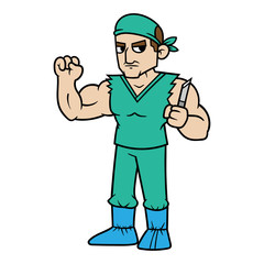 Cartoon Muscular Surgeon Illustration