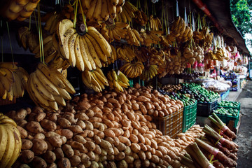 Open air fruit market in the village.