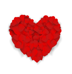 Obraz na płótnie Canvas Big red heart made of small hearts isolated on white