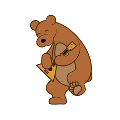 Bear is playing a musical instrument balalaika vector illustration from Russia with love