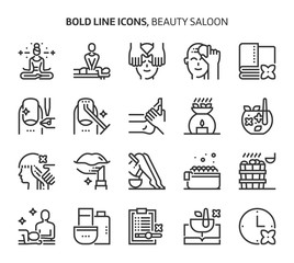 Beauty salon, bold line icons