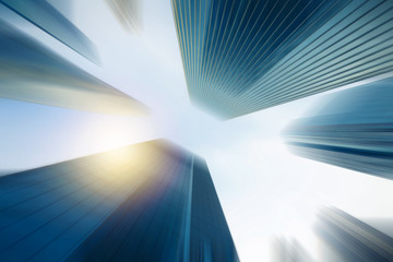 bottom view of modern skyscraper business district , concept . background
