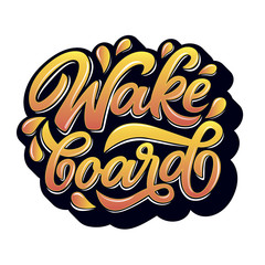 Vector lettering logo wakeboard club in graffity style for your unique design, printing on T-shirts or the Internet