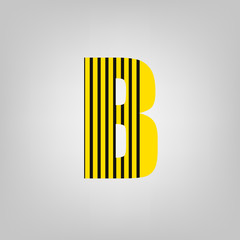 Vector stripped alphabet. Letter B.Gray gradient background