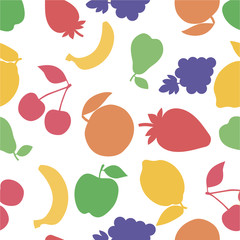 Fruits seamless vector pattern on white