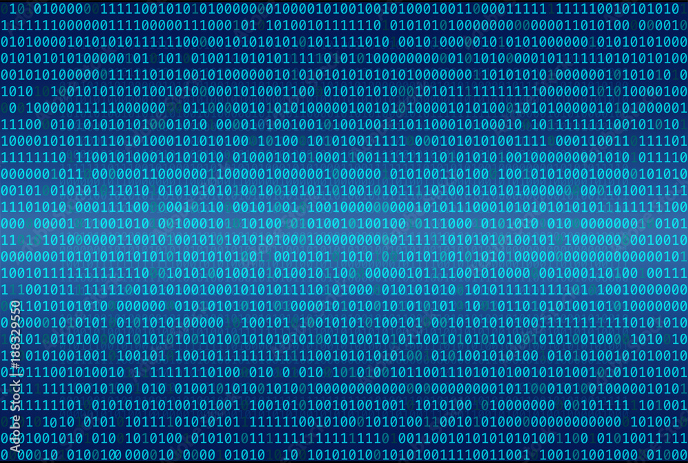 Fototapete binary code abstract background, digital communication code.