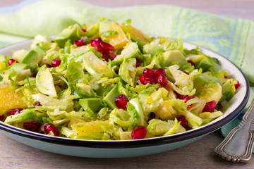 Refreshing Brussels Sprouts Pomegranate, Avocado, and Orange Salad