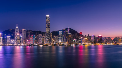 Victoria Harbor of Hong Kong at twilight