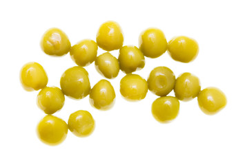 Marinated green peas on a white background