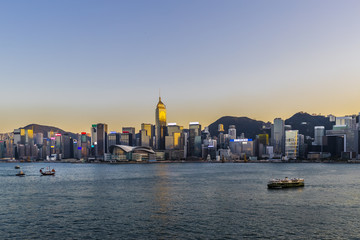 Fototapeta na wymiar Victoria Harbor of Hong Kong at twilight