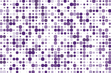 Dotted background with circles, dots, point different size, scale. Halftone pattern. Violet color Vector illustration  