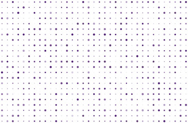 Dotted background with circles, dots, point different size, scale. Halftone pattern. Violet color Vector illustration  