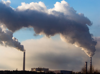Industrial smoke from the plant pollutes the air