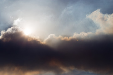 Fototapeta na wymiar Industrial smoke closes the sun in the sky