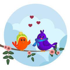 Naklejka premium Cute bird on branch