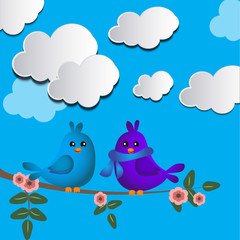 Cute bird on branch