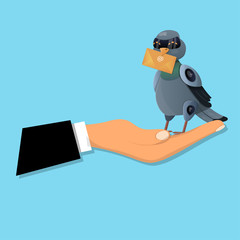 Flying bird with postal envelope