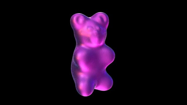 Seamless animation of a dancing orange gummy bear isolated with alpha channel.