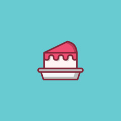 cake food icon flat illustration full vector