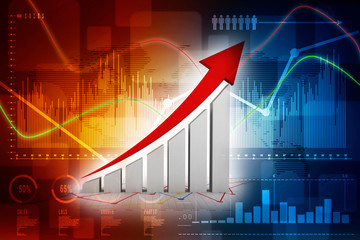 3d rendering Stock market online business concept. business Graph 