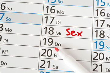 Ein Kalender und Termin für Sex