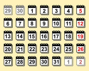 Calendar icon set