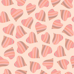 Vector seamless valentine pattern with hearts for Valentine's day in pastel colors.