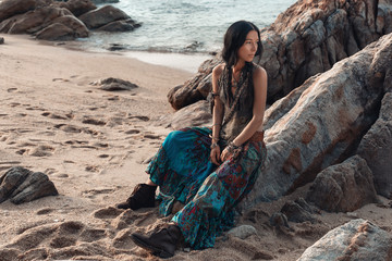 boho style young woman outdoors