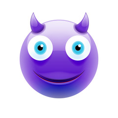 Happy Devil Emoticon with Blue Eyes