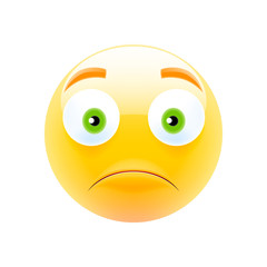 Unhappy Emoji with Green Eyes