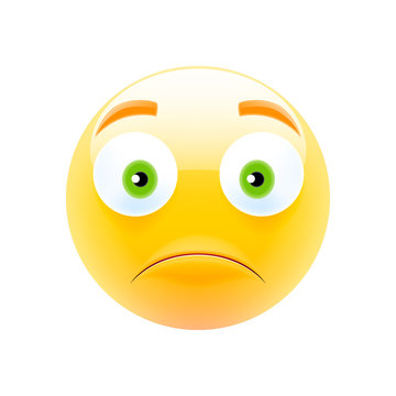 Unhappy Emoji with Green Eyes