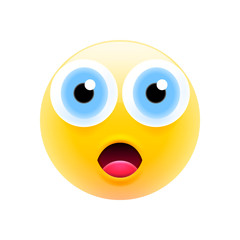 Cute Surprised Emoji with Big Eyes and Open Mouth