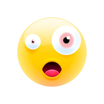 Cute Shocked Emoji with Big Eyes and Open Mouth