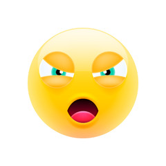Fototapeta premium Unfriendly Mean Emoji with Open Mouth