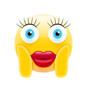 Cute Female Shocked Emoji with Lips