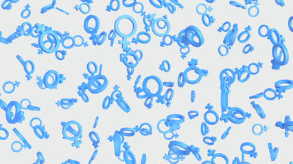 Numerous floating Blue Male Icons on a Simple Light Background